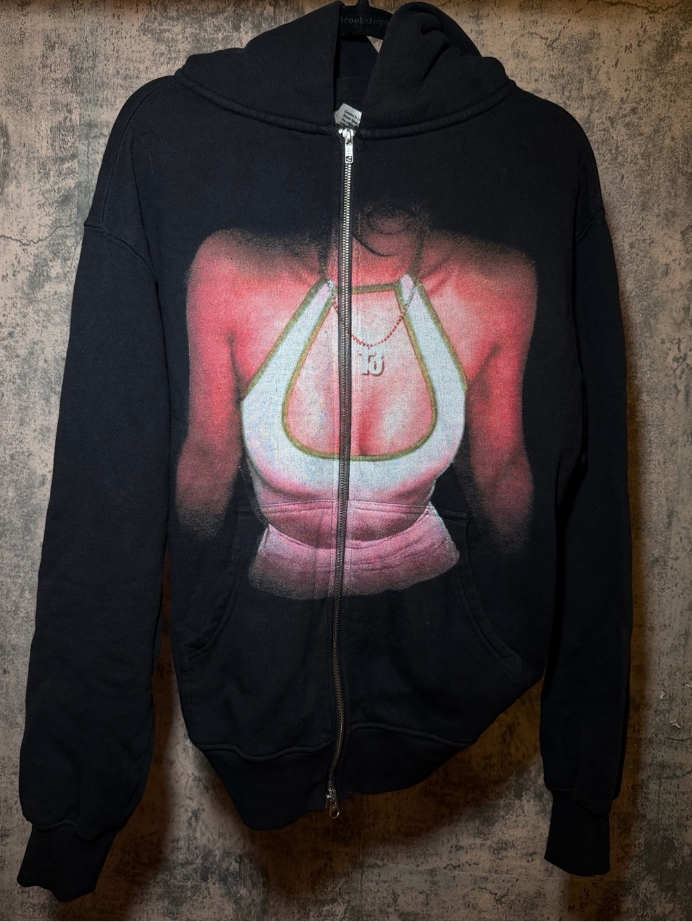 Black Graphic Zip-Up Hoodie Jacket